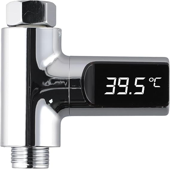 Digital Shower Head Temperature Monitor, LED Display Water Thermometer, Self Powered, For Handheld Shower Head, With 360 Degree Rotatable Screen
