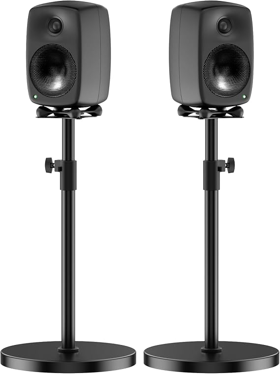 Height Adjustable Speaker Stands Pair for Genelec G Three 8030C 8330A Speaker Stand Wr Cable Management - Heavy Duty Floor Speaker Stand for Genelec Studio Monitor Stands Up to 30 Lbs