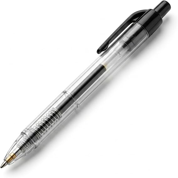 50 Pack Smooth Write Retractable Black Ink Ballpoint Pens | Click Pens for Office, School & Home Use | Bulk Pack Smooth Writing Retractable Pens | Comfortable Grip Fast Dry Ink Everyday Writing