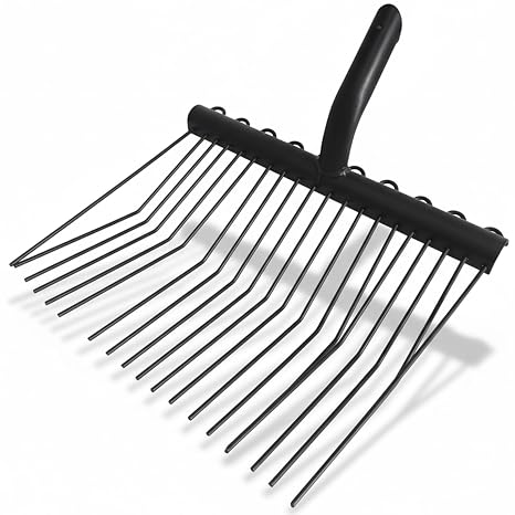 Manure Fork Replacement Head, Heavy Duty Manganese Steel Pitchfork Head with Ergonomic Handle for Stable, Garden, Farm Use