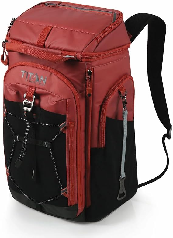 Arctic Zone Titan 26 Can Backpack Cooler Bag with 2 Ice Walls in Red