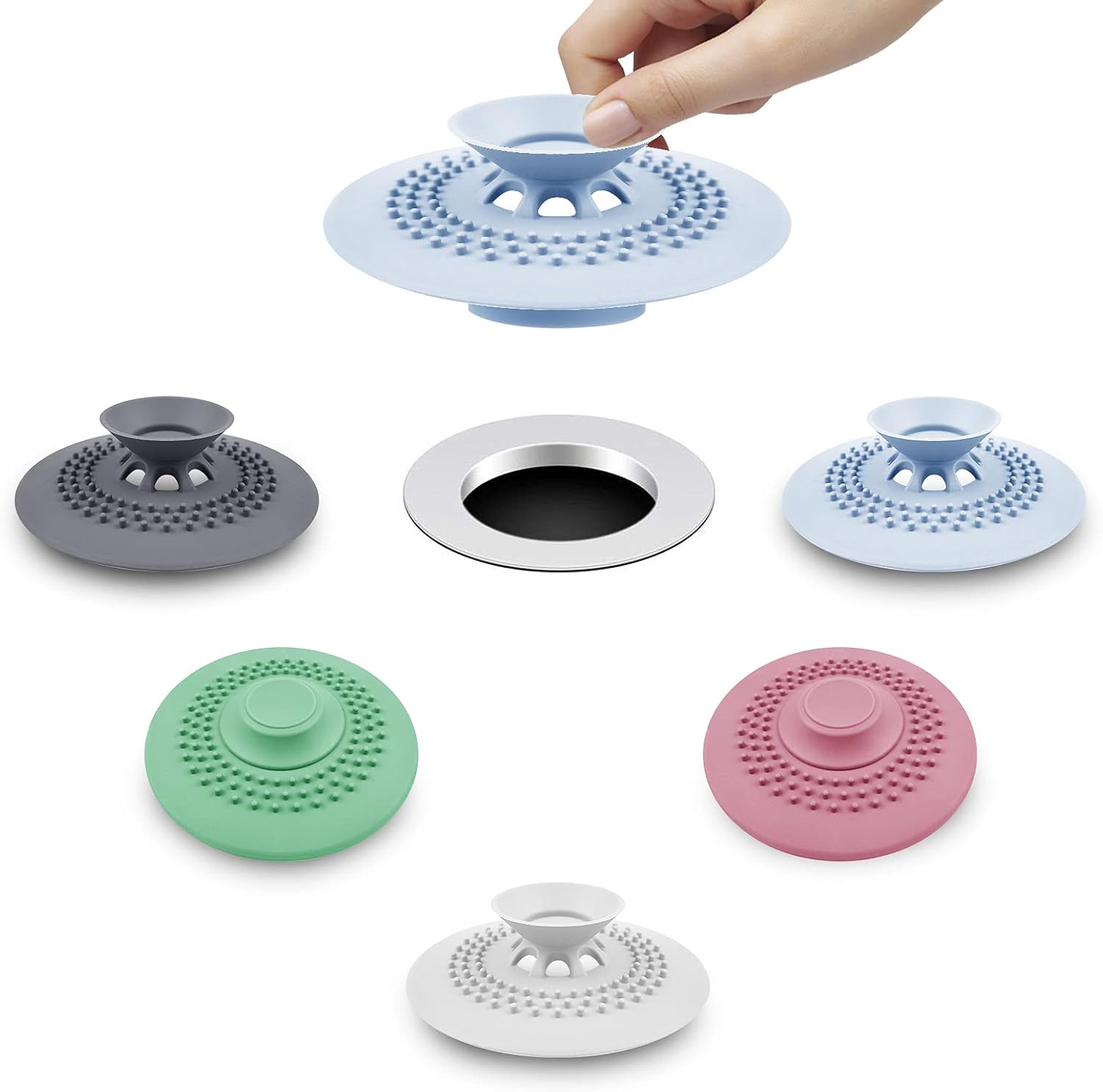 ddLUCK 5 x Silicone Drain Plugs for Bathtub, Sink, Shower