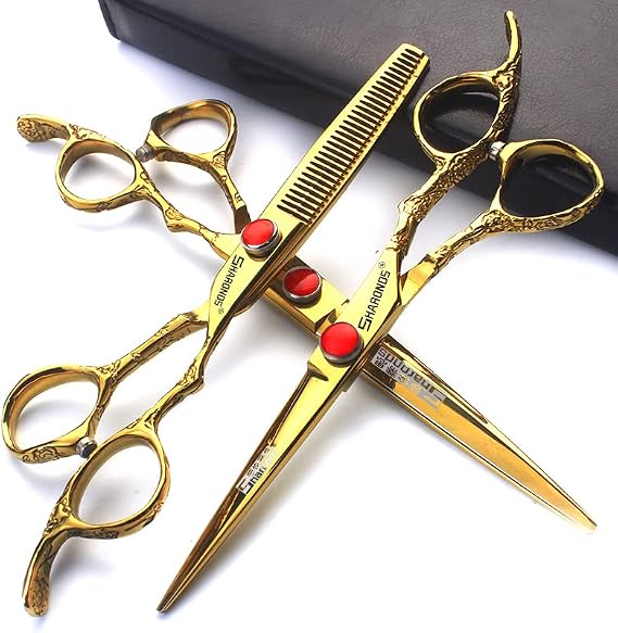 6/7-inch Professional Hair Clippers, Stainless Steel Sharp Hair Clippers, Hairdresser Specific Scissors. (7 inch-3pc-C)