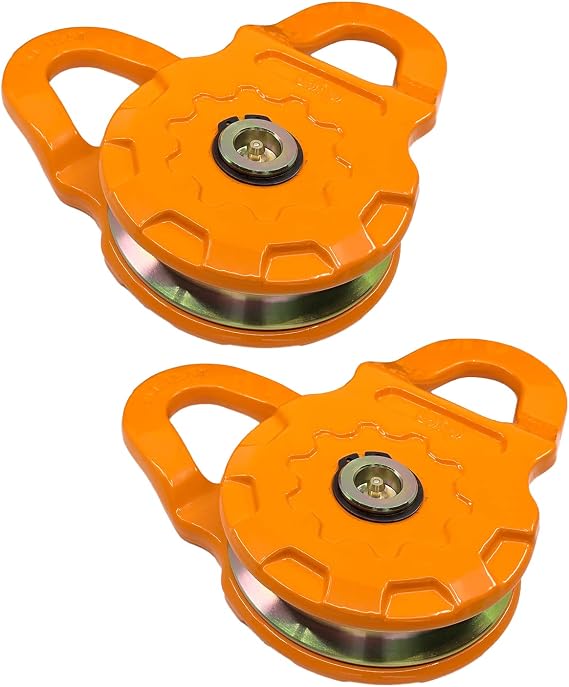 GearAmerica Mega Snatch Blocks (2 PK) 25T Strength (25,000 LBS WLL) | Heavy Duty Winch Pulley for Synthetic Rope or Steel Cable | Offroad like a Pro! - Control Recovery Direction, Double Winch Power