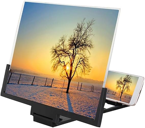 14 inch Screen Amplifier 3D Portable Screen Magnifier Radiation Protection Mobile Phone Video HD Video Magnifying Glass Stand Bracket Holder for All Kinds of Smartphones Samsung Android(black)