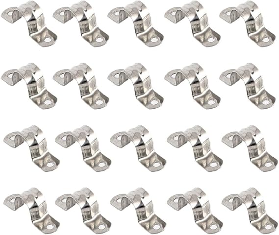20 Pcs Pipe Strap Clips, M16 Stainless Steel 2 Holes Saddle U Shaped Tube Clips, Heavy Duty Tube Strap Tension Clips for Fixing Bracket of Water Pipe and Gas Pipe