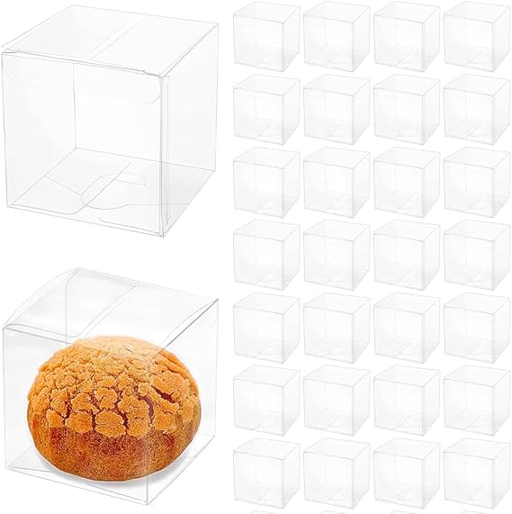 30Pcs 7x7x7cm Transparent PVC Favor Boxes, Small Cube Gift Containers