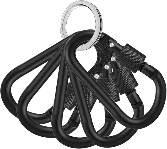 Microcase Vidalı Kilitli Karabina Askı 5.5 cm - Çok Amaçlı D Tipi Kamp Anahtarlık Çanta Kampçılık Ekipman Sabitleme Kancası Siyah - AL5886