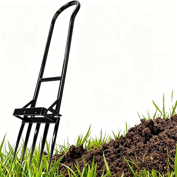 Digging Fork Spade Fork for Deep Loosening and Aerating with Ergonomically Suitable Double Handles Energy-Saving and Easy to Use Working Width 23.8 cm Tine Length 31 cm