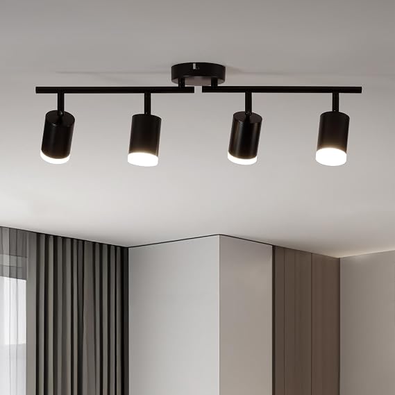 Leselux Kitchen Lights Ceiling 4 Way, Black Spot Lights GU10, Without Bulb