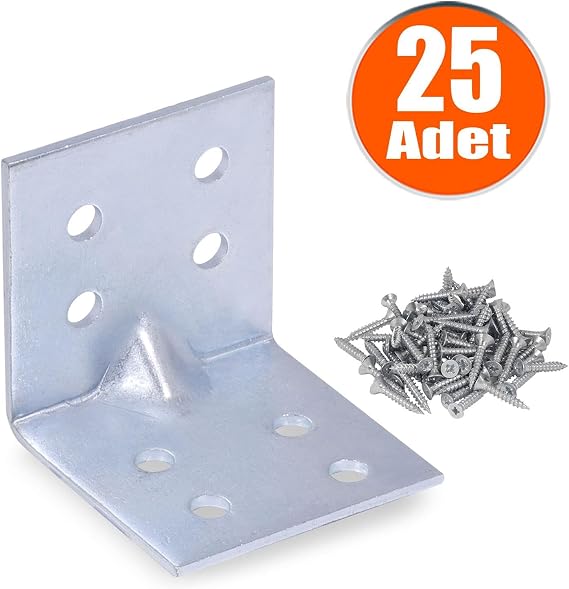 Mobilya Dolap Köşe Bağlantı L Demir Gönye 40x40x40 mm (25 ADET)