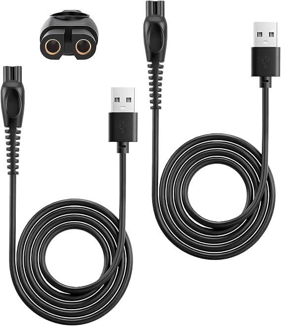 Flintronic 2PCS 5V USB Charging Cable, Charger Power Cord for Philips Shavers, Compatible with QP2724, QP2824, QP4530, MG7920, BT3233, MG5940, QP2834, X3053, S7887, 1m USB Razor Power Cord