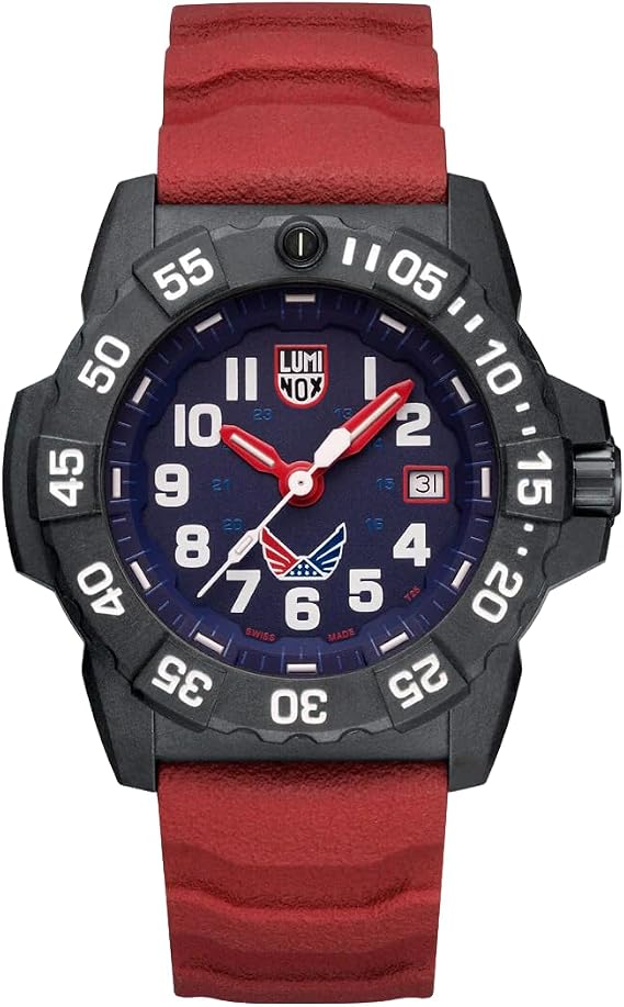 Luminox - Volition America Patriot Watch Men's Watch 45mm Diving Watch Water Resistant 200m XS.3501.LM.VO.Set, CARBONOX Case, Red/White/Blue, PU Rubber Strap, Sapphire Crystal, Swiss Quartz, Multi