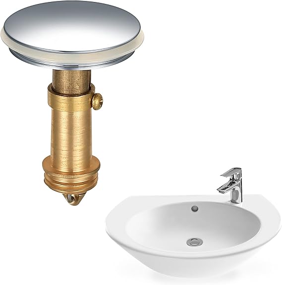 38mm Pop Up Sink Plugs, Bathroom Push Drain Stopper, Brass Chrome