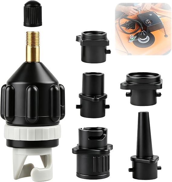 Sup Valve Adapter with Multifunction Nozzles Air Pump Converter for Paddle Board Kayak and Inflatable Boat Inflator Accessories
