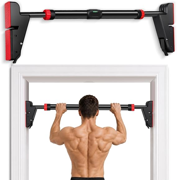 BELEEV Pull Up Bar for Doorway, Adjustable 76-95cm, No Screws, Dual Lock