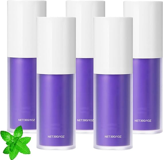 Purple Teeth Whitening Toothpaste, Colour Corrector with Stain Removal, Tooth-Paste for Tooth Restoration, Enamel Safe, Gentle Daily Use, Brightening Purple Toothpaste for a Natural White Smile (5)