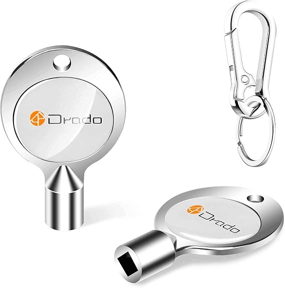 Drado 2pcs 5mm Radiator Bleed Keys - Solid Radiator Valve Vent Keys with Keyring