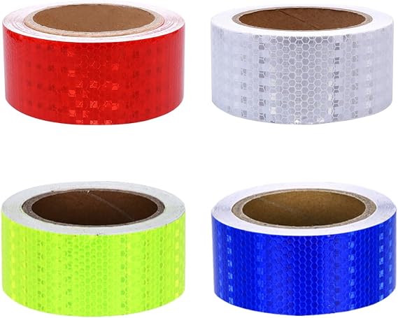 Reflective Tape Warning Sticker High Intensity Reflector Tape, 4 Colors Waterproof Safety Tape Self-Adhesive Security Marking Tape for Motorcycle Bike Helmets Vehicles Car on Night, 9M x 5CM