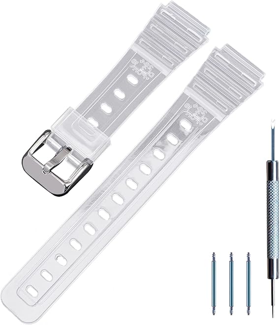 Hijiawee Replacement Strap for Casio F-91W/F-105/F-84/F-94, Soft TPU Translucent Clear Replacement Band for Casio F-91W Series Watch Wristband