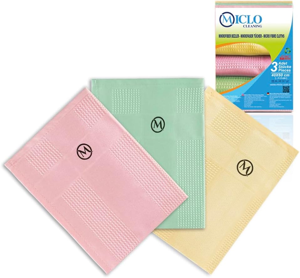 MICLO CLEANING | Microfiber Cleaning Cloth Set of 3 | Magic Cloth | Glass, Mirror Cloth | Soft Series