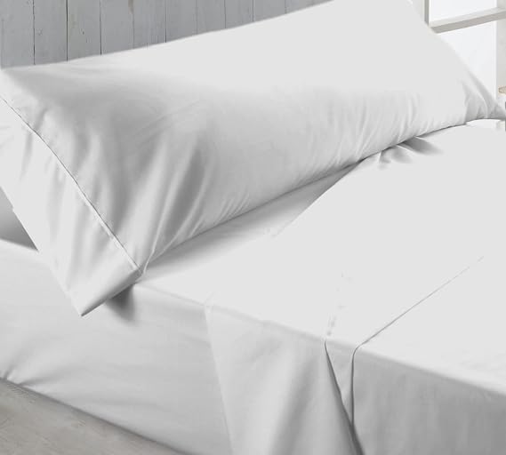 LEBENGOOD Sheets 90 x 190/200 – White 3-Piece Bedding Set, 90 cm Bedding, Fitted Sheet, Top Sheet and Pillowcase, 50% Cotton (Polycotton, 90 x 190/200)