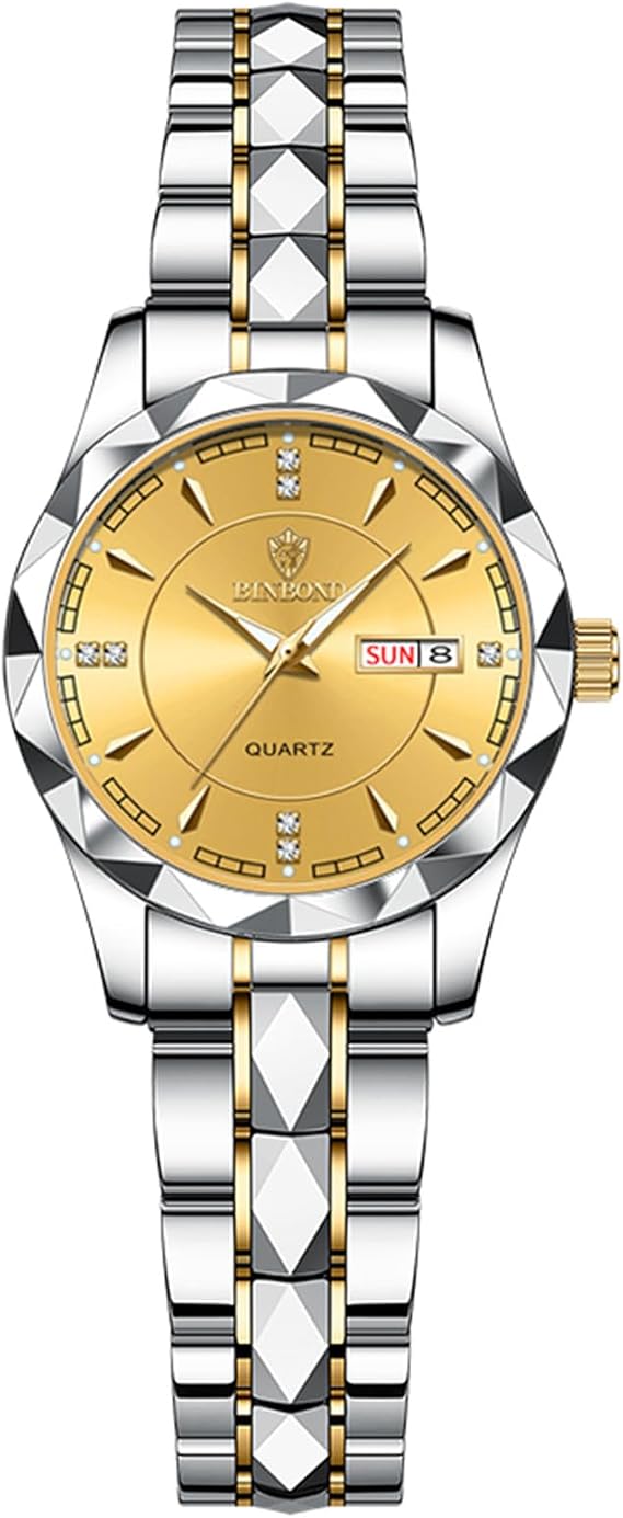Watches Women Men Watches: 3ATM Waterproof Calendar Diamond-shaped Analogue Quartz Couple Watches Women's Watches Stainless Steel Bracelet Watch with Luminous Hands Gifts for Women Men