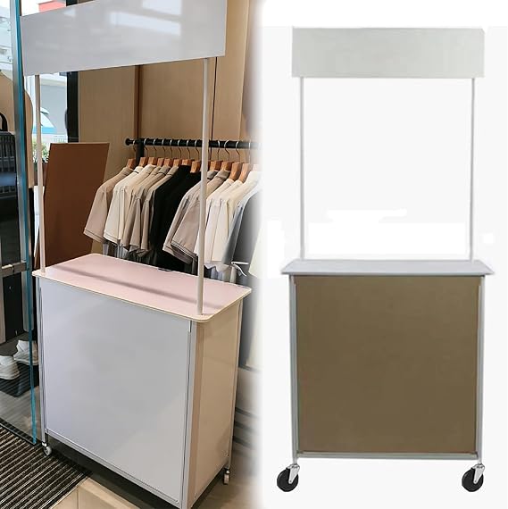 Food Cart for Sale, Foldable Mobile Street Food Bender Cart with Wheels, Portable Market Stall Display Stand, Farmer's Market Auto Dealer Kiosk Sales Fruit/Flower Stand