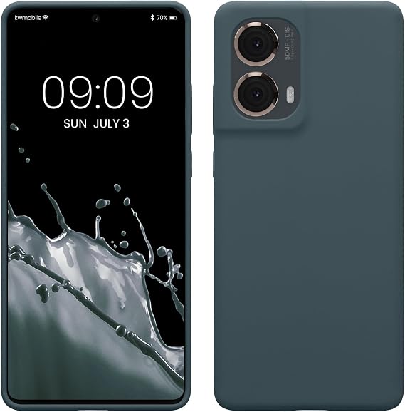 kwmobile Case for Motorola Moto G85 5G Case - Soft Cover - Shockproof Silicone - Wireless Charging Dark Slate