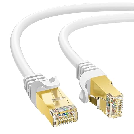 3 m CAT 7 Patch Cable Network Cable 10 Gigabit 600 MHz Highspeed LAN Cable & RJ45 Ethernet Cable (White Waterproof S/FTP) for Router Modem PC Switch Patch Panel Server etc. + 25 Cable