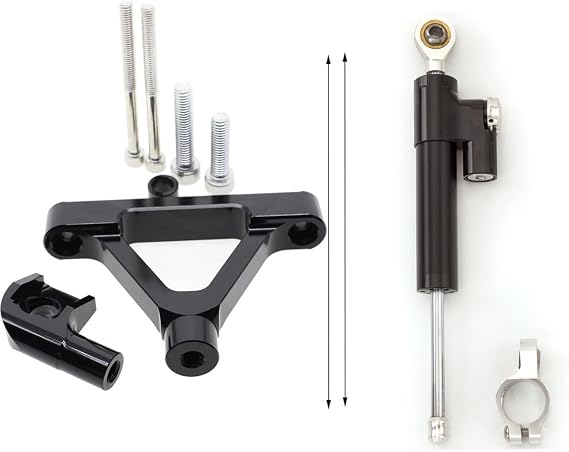 FXCNC Motorcycle CNC Steering Damper Stabilizer Buffer Control Bar With Mounting Bracket Kit Full Set Compatible with Ninja ZX-10R ZX10R 2004 2005