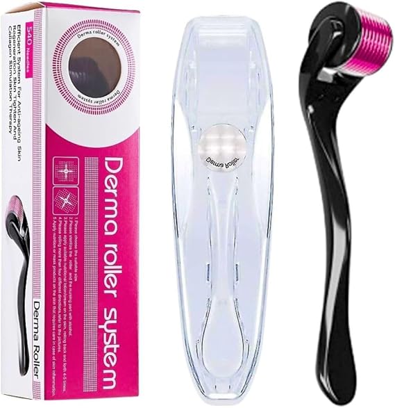 Derma Roller 0.25mm with storage case, 540 Titanium Microneedle Beard Roller Hair Growth for Men and Women, Microneedling Roller for Face Facial Wrinkles Hair Loss Stretch Hair Regrowth. (1.5mm)