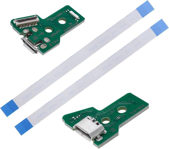Create idea 2x Interface Board JDS-055 and 12 Pin Ribbon Cable Compatible with PS4 Pro and PS4 Slim Wireless Controller Replacement Charging Port Assemb