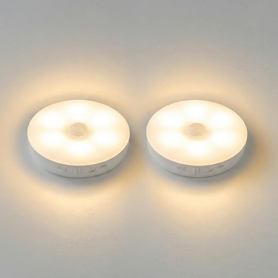 Amber LED Hareket Sensörlü Ledli Gece Lambası Şarj Edilebilir, Taşınabilir 4000k Günışığı (2 Adet) [Enerji Sınıfı A]