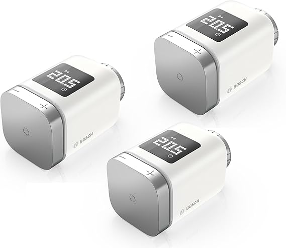 Bosch Smart Home radiator thermostat II [+M], smart thermostat, flexible use in the Bosch Smart Home system or in manufacturer-independent Matter systems, set of 3
