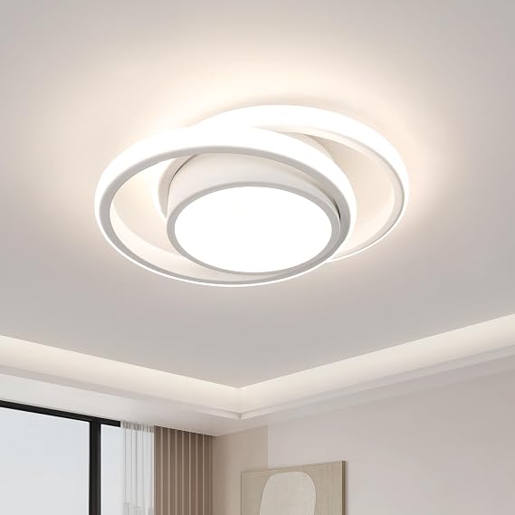 Dorlink LED Ceiling Light, 32W 2880LM Modern Ceiling Light Dual-Round, 4500K White Aluminum Close to Ceiling Light Fixture for Bedroom, Kitchen, Living Room [Energy Class E]