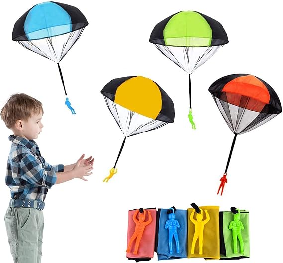DFsucces Mini Parachute Hand-thrown Toy Hand-thrown Parachute Outdoor Play Flying Toy Children's Day Popular Gift Set of 4