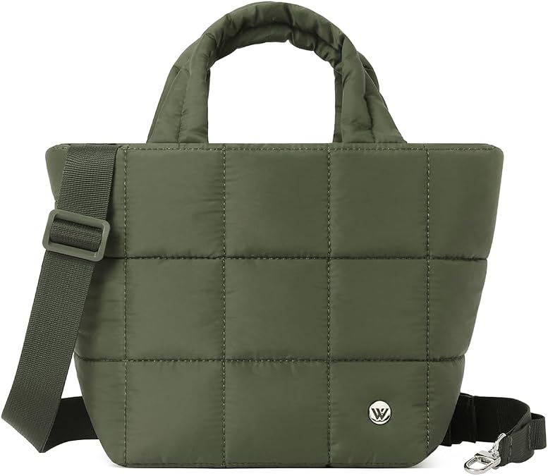 WESTBRONCO Small Puffer Bag Quilted Crossbody Bags for Women Puffy Purse Nylon Shoulder Handbag with Adjustable Strap