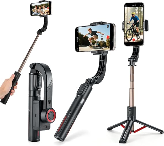 Gimbal Stabilizer for Smartphones,1-Axis Phone Gimbal with Remote,portable and Foldable Selfie Stick and Phone Stand for Vlogging Stabilizer, YouTube and TikTok Videos