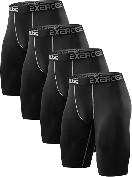 Men's Compression Shorts 4 Pack Lycra Shorts Moisture Wicking Anti Chafing Underwear Base Layer Short Quick Dry Sports Tights Undershorts for Gym Running Workout