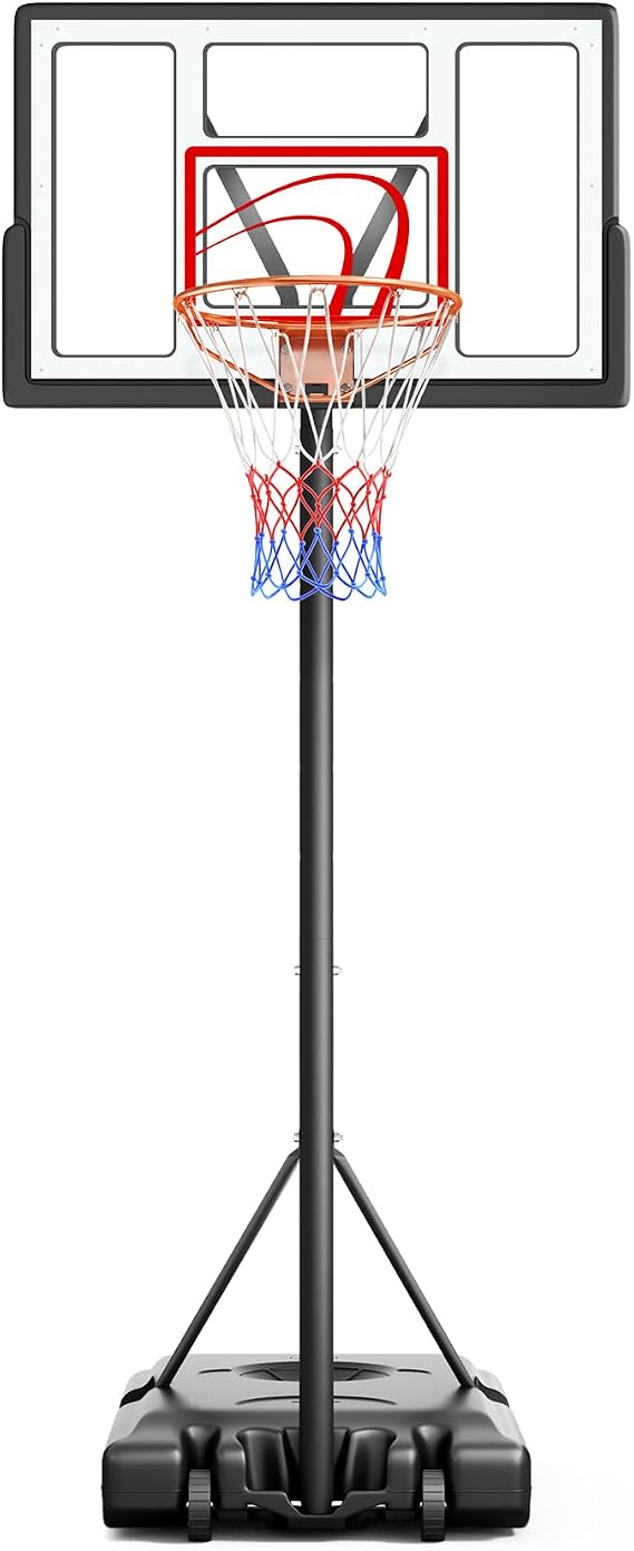 Yohood Basketball Hoop Outdoor, 10FT Professional Portable Basketball Hoop for Kids Adults Youth, Basketball Stand with Wheels Sturdy Backboard Adjustable Height Net Set System Game Park Garden