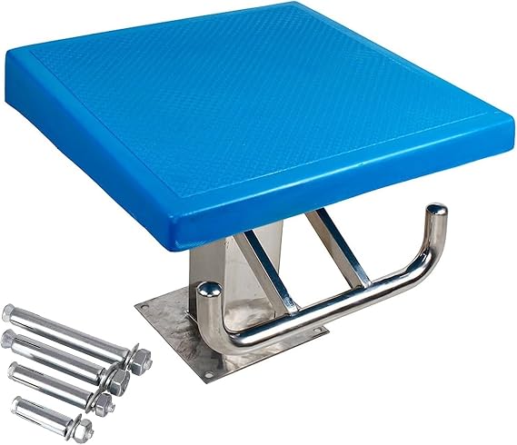 Heavy Duty Jump Stand Pool Diving Board, 304 Stainless Steel Diving Jumping Platform, Non Slip Rubber Surface, 15° Inclined Competition Diving Board Deck, Loading 550lbs/250kg(Standard)