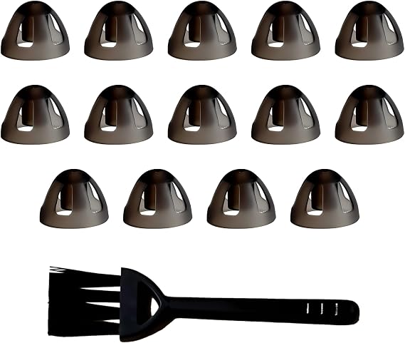 FunnAura 14 Pcs 9mm Open Hearing Aid Domes for Phonak Hearing Aid, Transparent Black