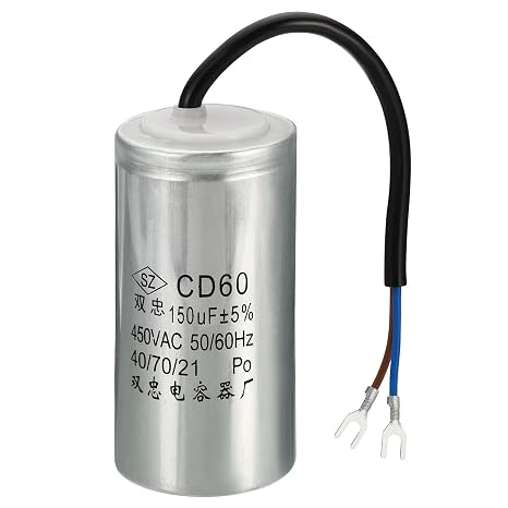 PATIKIL CD60 Run Capacitor, 150uF 450VAC 2 Wires 5% Tolerance 50/60Hz Motor Starting Capacitor for Air Compressor Motor Starts Running