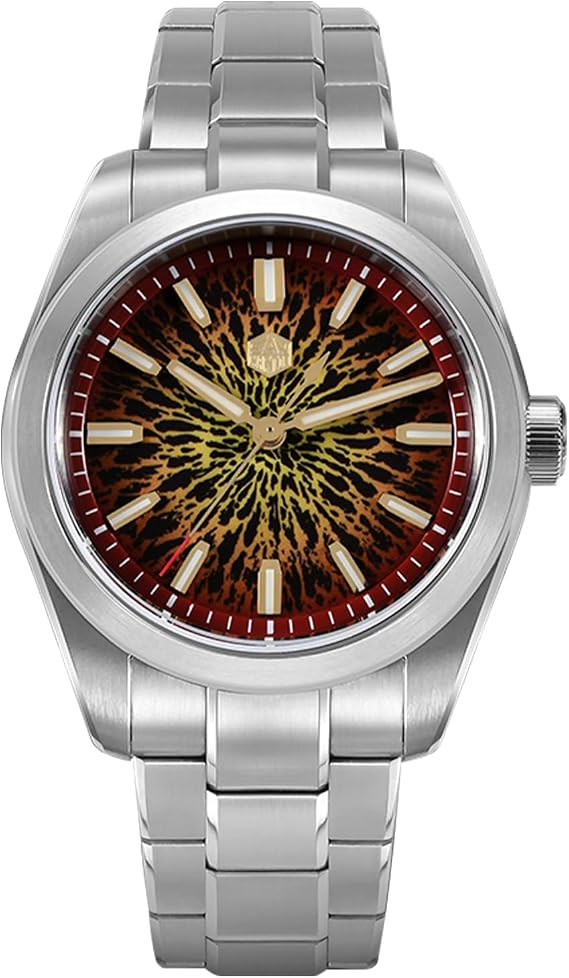 San Martin Men's Watch SN0144-GX 9015 Automatic Mechanical Movement Sapphire Crystal 10 Bar Diving Watch for Men, 5 Brown Dial , 39mm