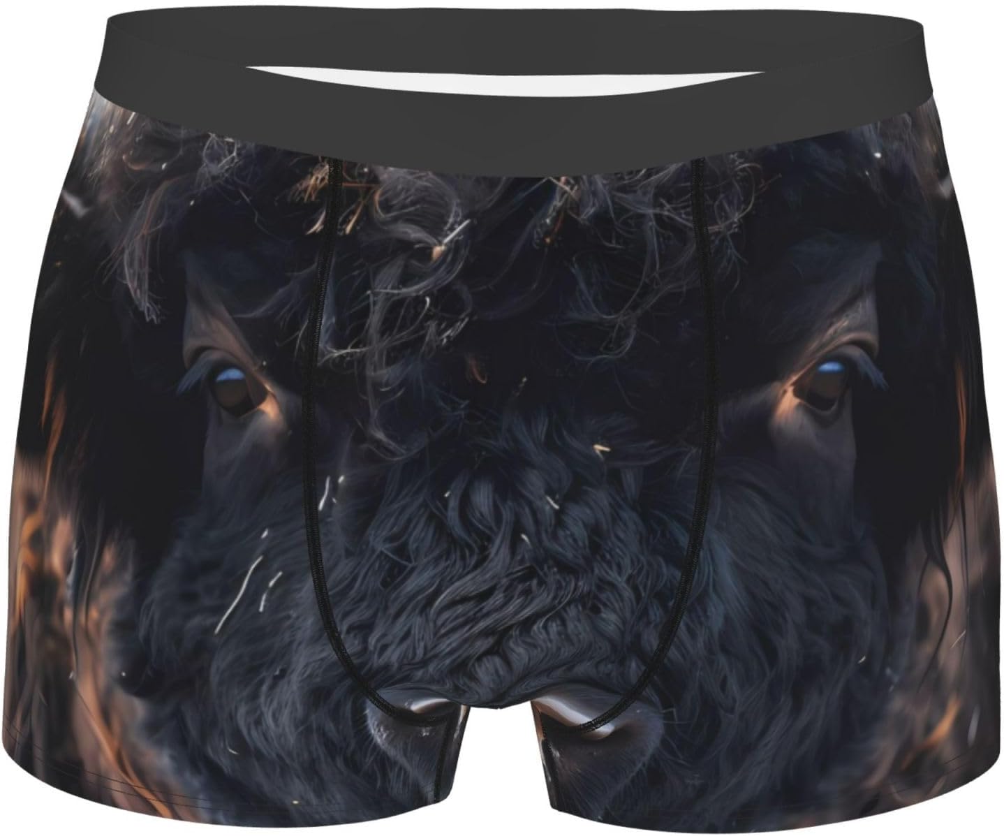 Majestic Black Yak Print Underwear For Men Comfy Cozy Holiday Boxer Briefs