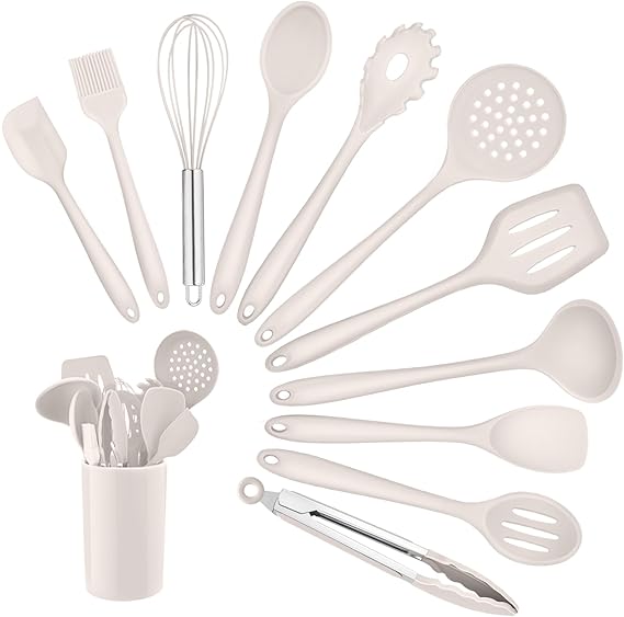 Homikit Silikon Küchenhelfer Set 12 Stück Khaki Kochutensilien