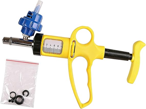 Automatic Veterinary Continuous Syringes Animal Injections Regulable Vaccines for Livestock Pigs Cattle Sheep Stainless Steel Poultry Adjustable Continuous Dosing Vaccinator Injector Chicken Tool Farm