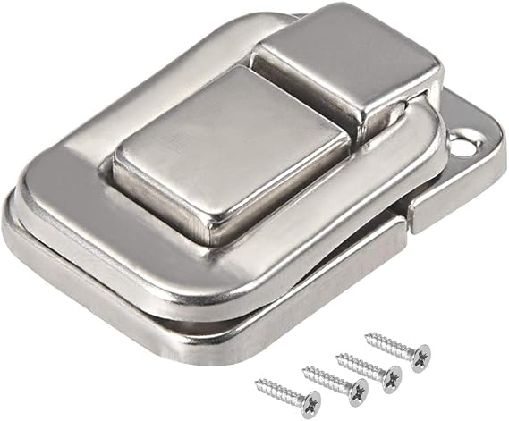 sourcing map Toggle Catch Lock, 48mm Retro Decorative Silver Hasp w Screws for Suitcase Chest Trunk Latch Clasp, Pack of 2