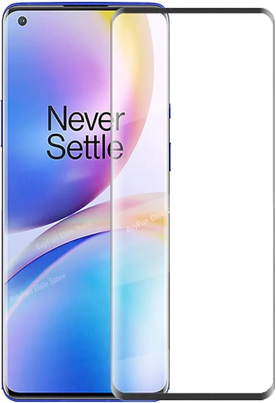 Microcase Oneplus 8 Pro 3D Curved Tam Kaplayan Tempered Glass Cam Koruma - Siyah